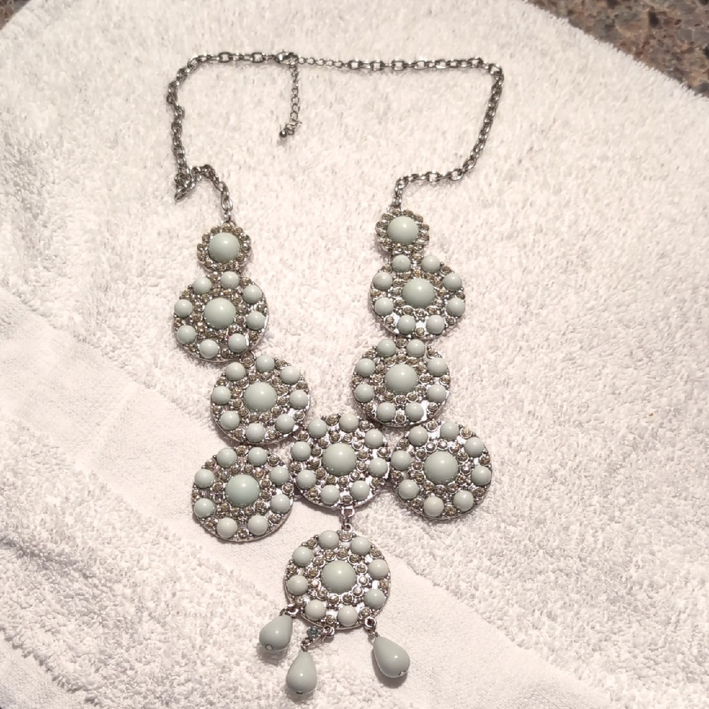 Elegant Silver and White Statement Necklace